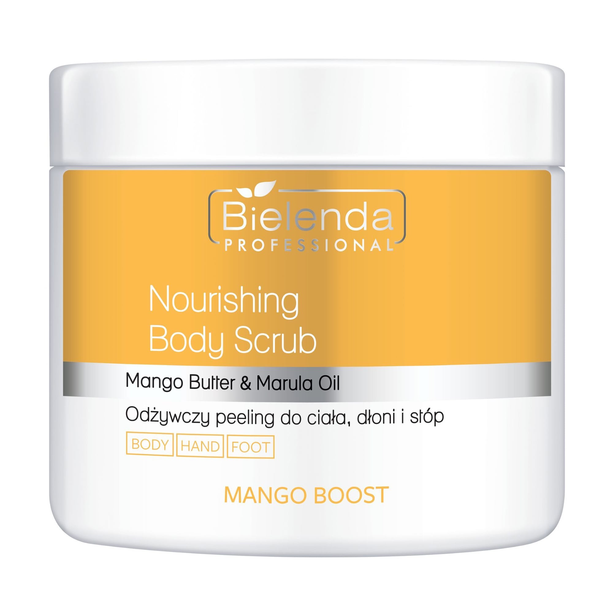 Живильний скраб для тіла, рук та ніг Bielenda Professional Mango Boost Nourishing Body Scrub, 550 г